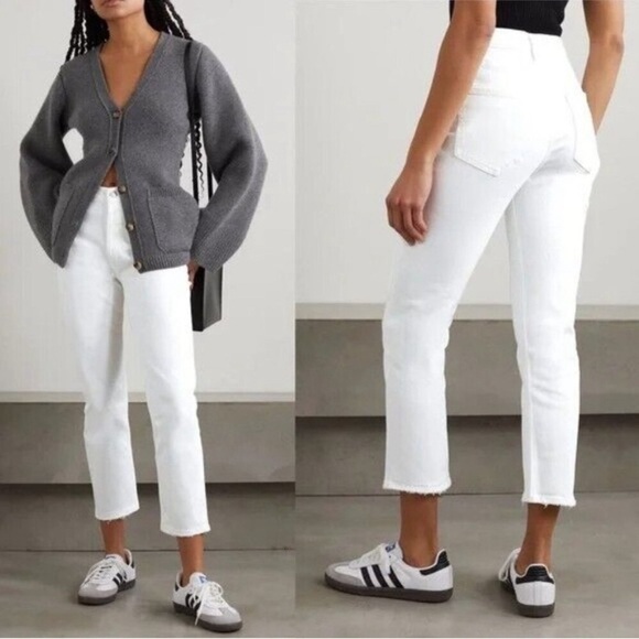 AGOLDE Riley Jeans High Rise Straight Crop Womens 25 Stretch in Sour Cream - Picture 2 of 11